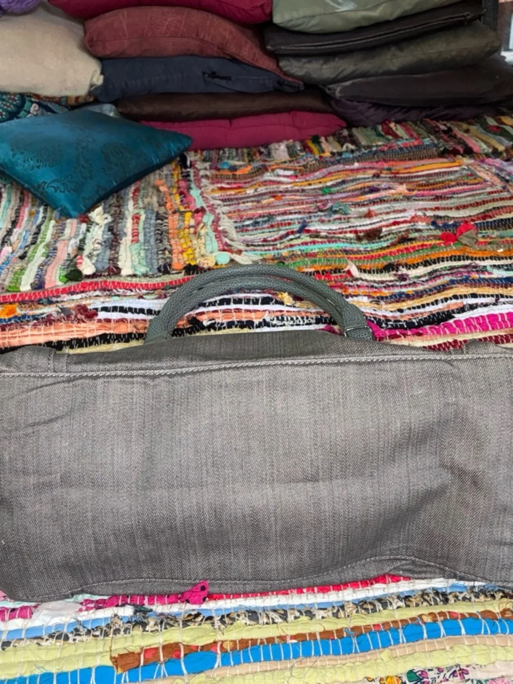 A/X Armani Exchange Gray Canvas Satchel Tote